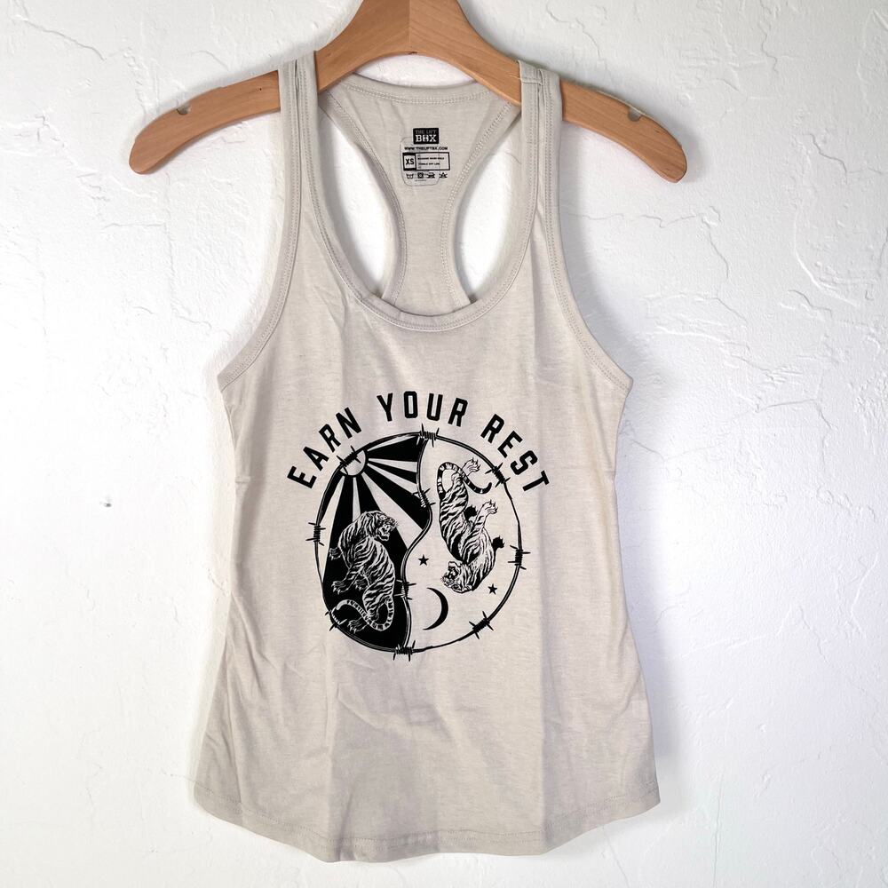 Tigers Yin Yang Tank Top Women's Sz XS Weightlifting Gym Workout Japan Tao Fit